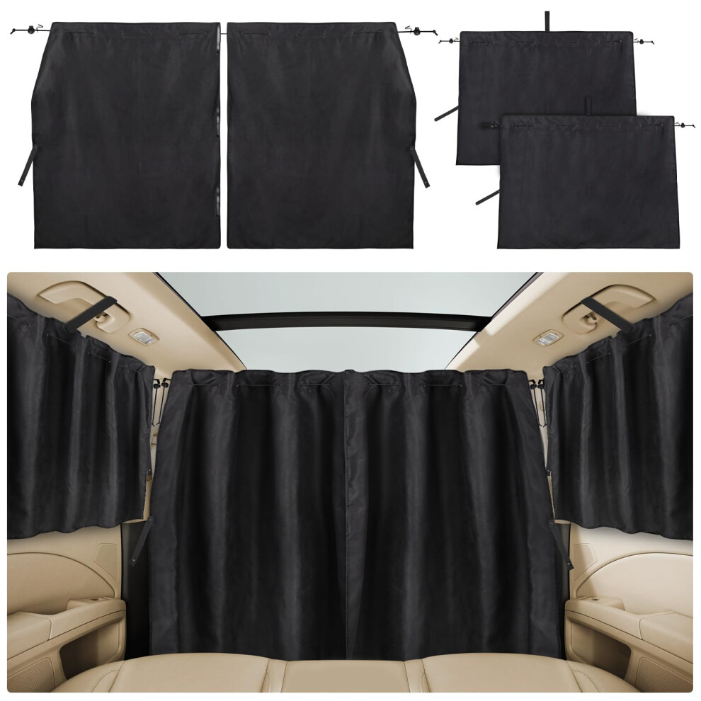 Zatooto Campervan Car Divider Privacy Curtains 3-Piece Set, Suede Fabric Side Window Cover Sunshades,Camper Van Blackout Curtains For Travel, Camping, 5051224093564