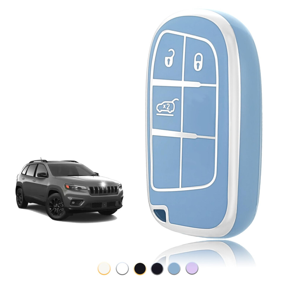 Toomume Car Key Cover Tpu, Car Key Case Fit For Jeep Cherokee Renegade Compass Wrangler Dodge Challenger Charger Ram 1500 Chrysler 300C Fiat, 5051226204388