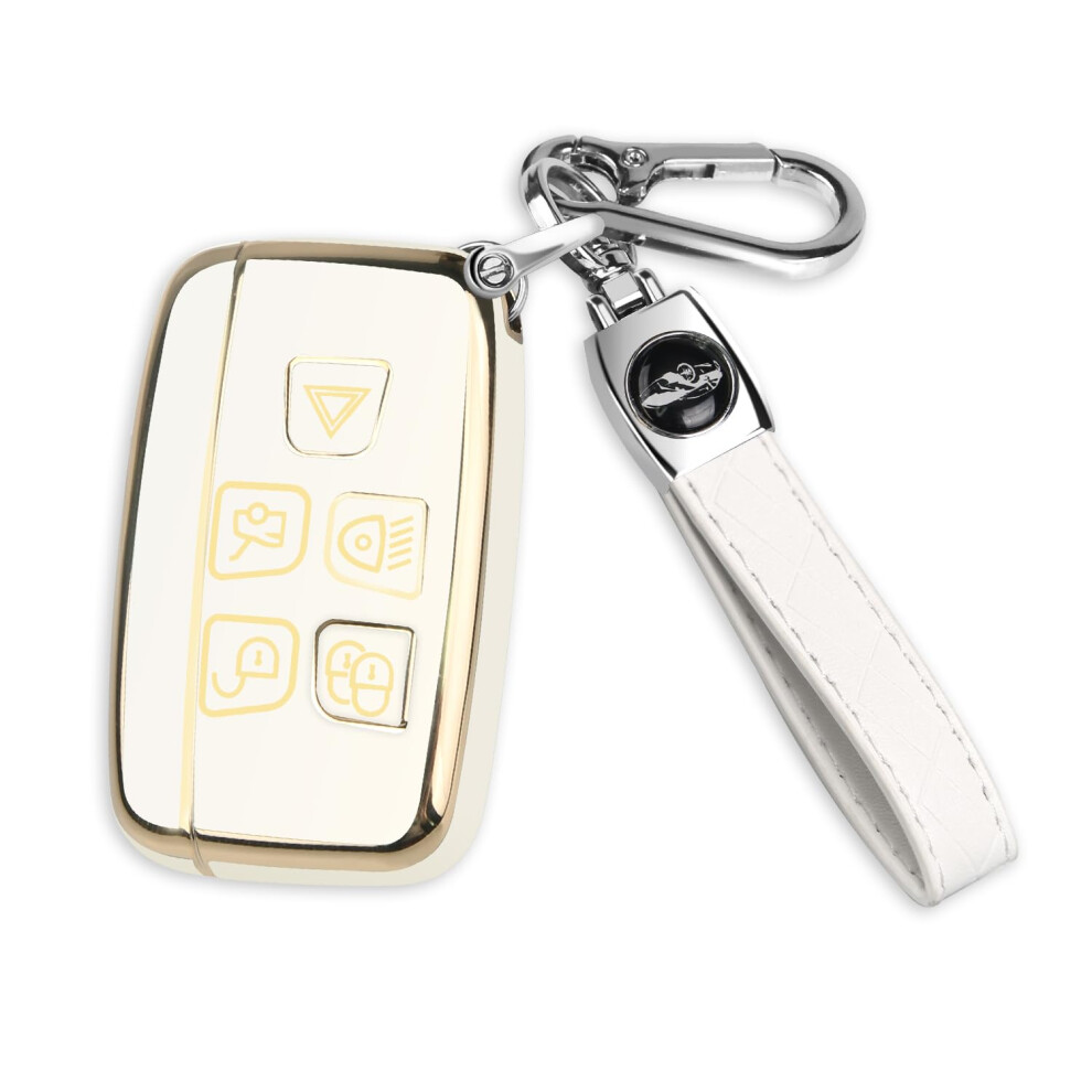 Ft Funtor Key Fob Cover With Keychain, Car Key Case Shell Protector 5 Buttons Compatible With Range Rover Evoque Sport Velar,Discovery Lr4 A9,Jaguar 5051224095698