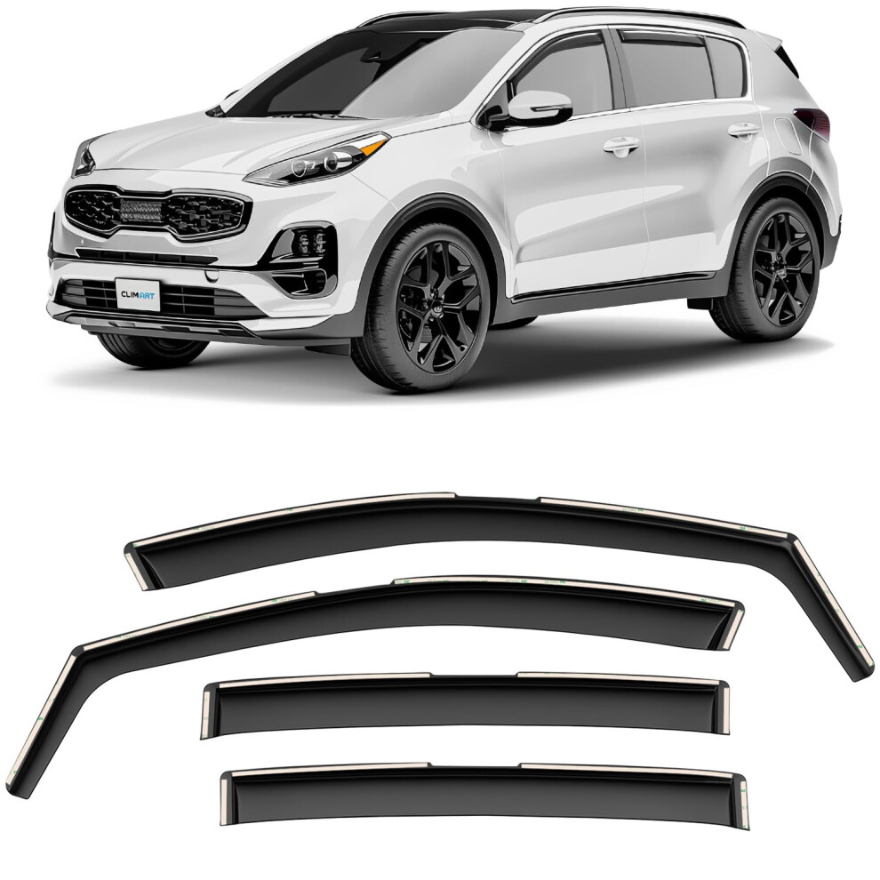 Clim Art In-Channel Wind Deflectors For/Compatible With Kia Sportage 2016-2022 Ql/Mk4 - Rain Deflector - Car Accessories - Car Wind Deflectors - Sun, 5051224095483