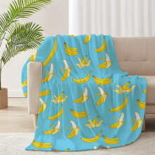 Yellow Banana Fruit Fleece Flannel Lightweight Blankets Plush Microfiber Bedding Throw Blanket for Couch and Bed 80"x60" for Adult