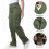 Calça Cargo Feminina de Algodão, Corte Relaxado, Verde, 6 Bolsos 3