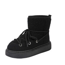 Women'S Casual Winter Boots In Black With High Top And Plush Lining Us Size 11.5 With Durable Rubber Outsole
