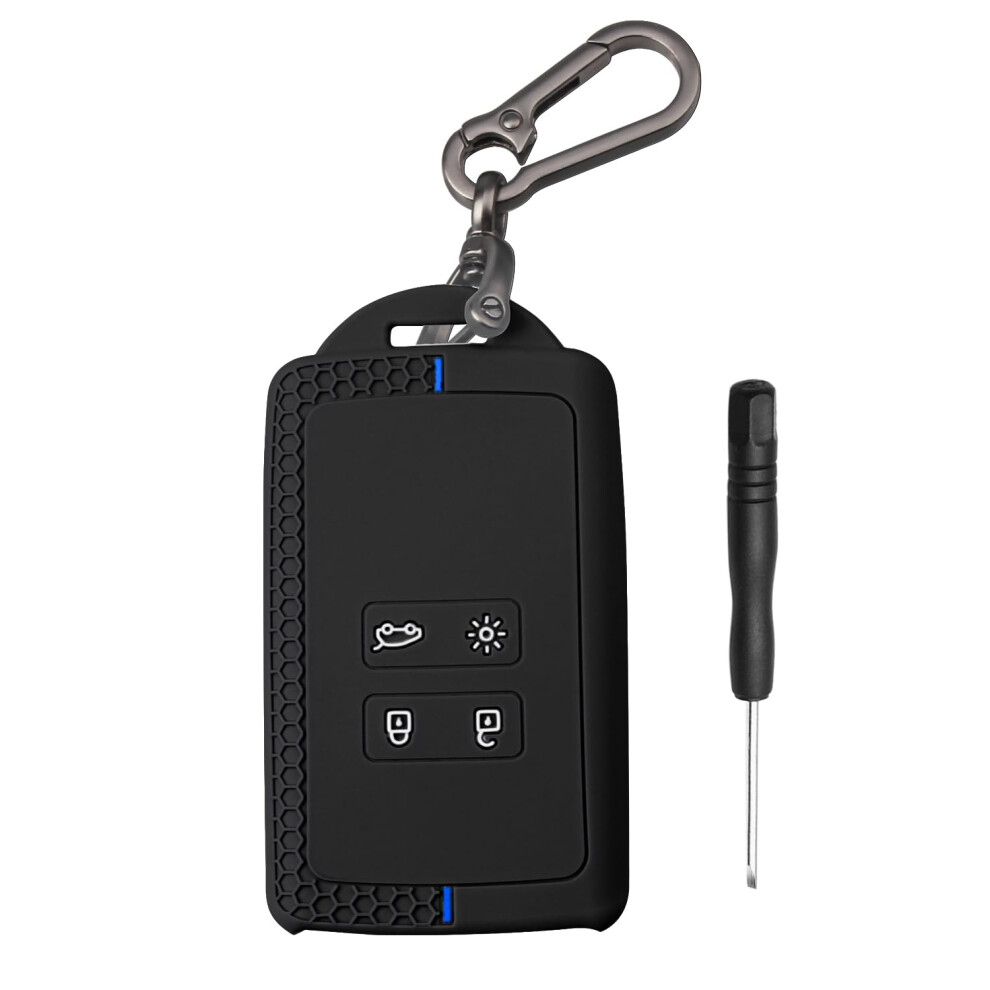 Ft Funtor Car Key Cover For Renault, 4 Button Tpu Silicone Key Cover Compatible With Renault Captur Clio Dacia Duster Espace Kadjar Koleos Megane 5051224095636