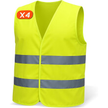 4-Pack high vis vests for Men & Women ? Complies with EN ISO 20471 & EN ISO 13688 ? Reflective Strips, Lightweight & Breathable ? security jacket, hi