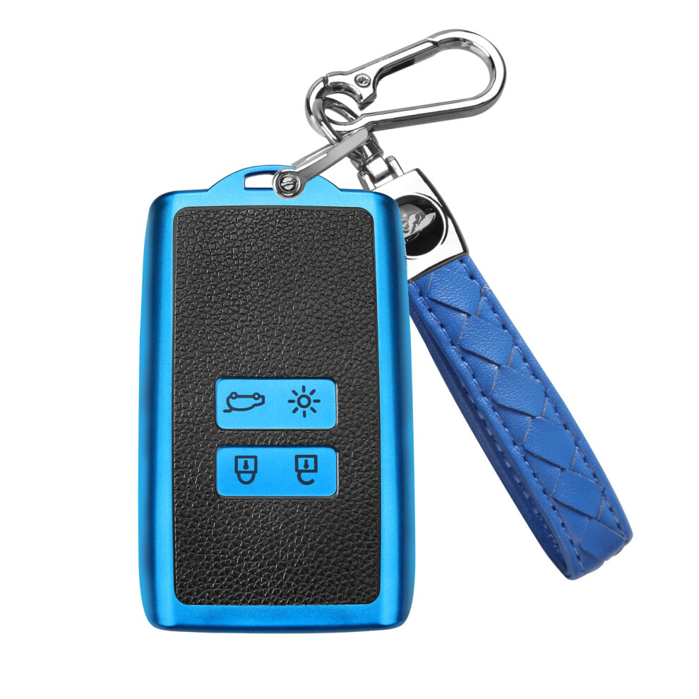 Ft Funtor For Renault Key Fob Cover,4-Button Silicone Keycase,360 Degree Car Key Case Protector With Keychain Compatible With Espace 5/Master 5051224094455
