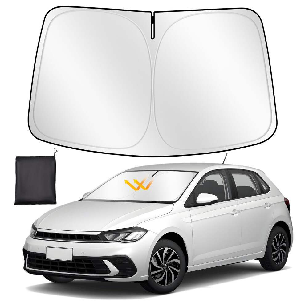 Zatooto Windshield Sun Shade Custom Fit For Vw Polo 2018-2024, Car Sun Shades Windscreen Foldable, Thickened Reflective Polyester Blocks Uv Rays Keep 5051226147517