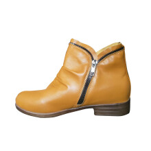 Women'S Winter Boots Clearance,Women'S Shoes Retro Solid Color Low Heel Zipper Short Leather Boots Yellow