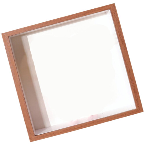 Solid Wood Picture Frame with 3D Glass Panel for Dried Flower Square Picture Holder