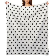 Polka Dot White Flannel Blanket 50"x60", Soft Lightweight Throw for Couch, Sofa, Kids & Adults – Compatible with All Beds