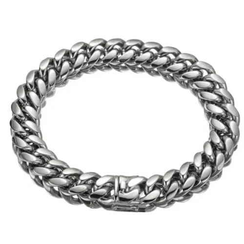 Κολιέ χιπ χοπ από ανοξείδωτο ατσάλι Miami Cuban Link Chain 6-22mm για άνδρες, ασημί χρώμα -