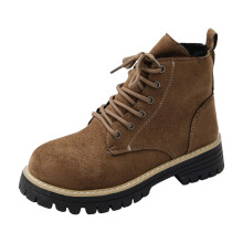 Fleece gevoerde enkellaarsjes voor dames, winterse casual warme veterlaarsjes met lage hak en ronde neus, gemaakt van flockmateriaal. Maat US 6.5,