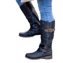 Women'S Winter Boots Clearance,Large Size Boots Women Autumn Long Tube Zipper Low Heeled Shoes Boots Pointed Boots Knight Boots Black