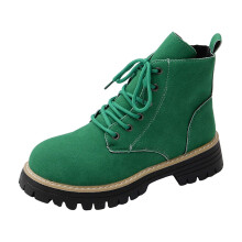 Fleece gevoerde enkellaarsjes voor dames, winterse casual warme veterlaarsjes met lage hak en ronde neus, gemaakt van flockmateriaal. Maat US 7.5,