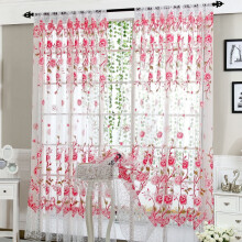 3 pcs Flower Sheer Curtains Floral Print Voile Curtain, Semi Sheers Curtain,Tulle Transparent Window Treatment for Bedroom, Living Room