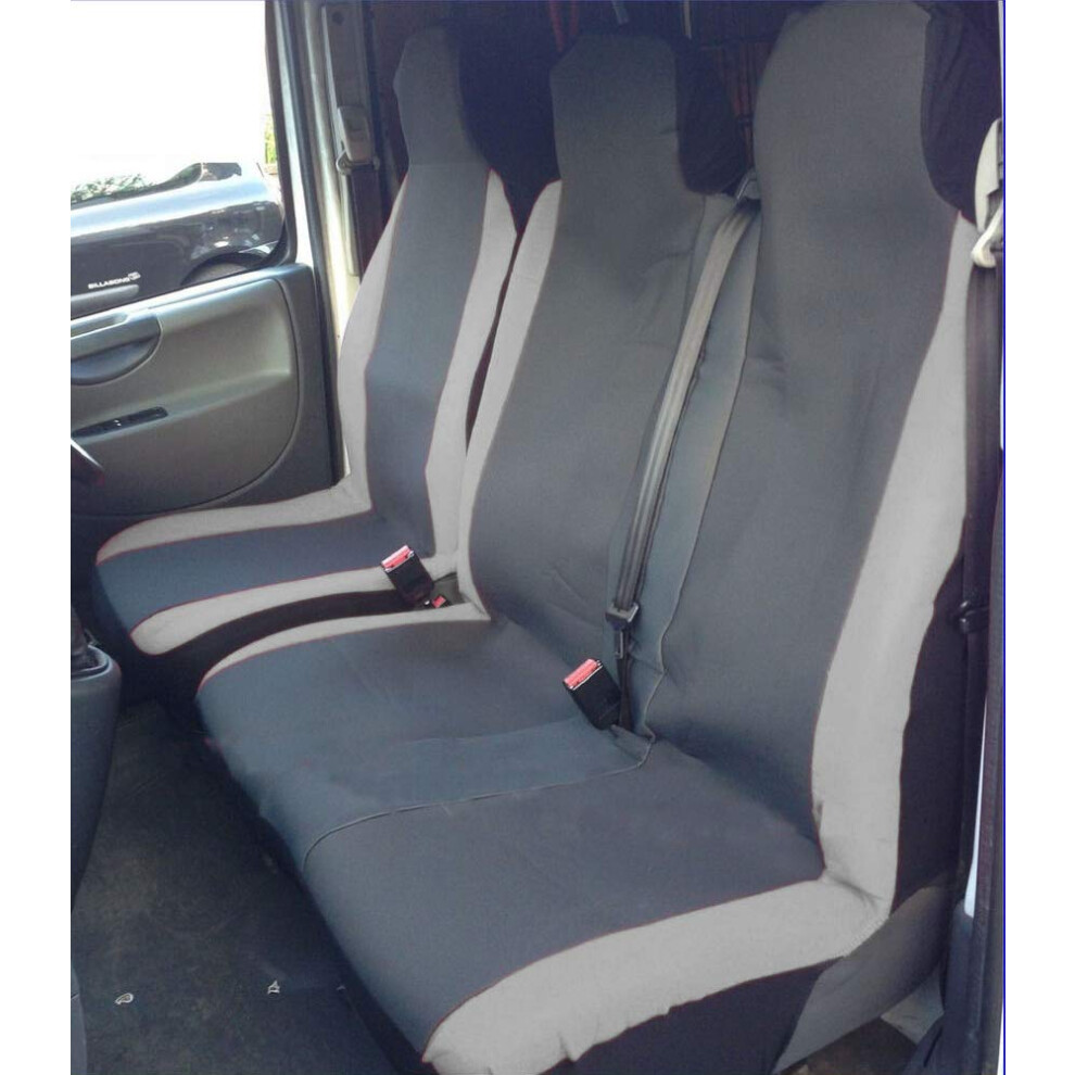 Carseatcover-Uk? Heavy Duty Racing Fabric Van Seat Covers - Fits Most Vans - Single & Double Grey 5051224098941