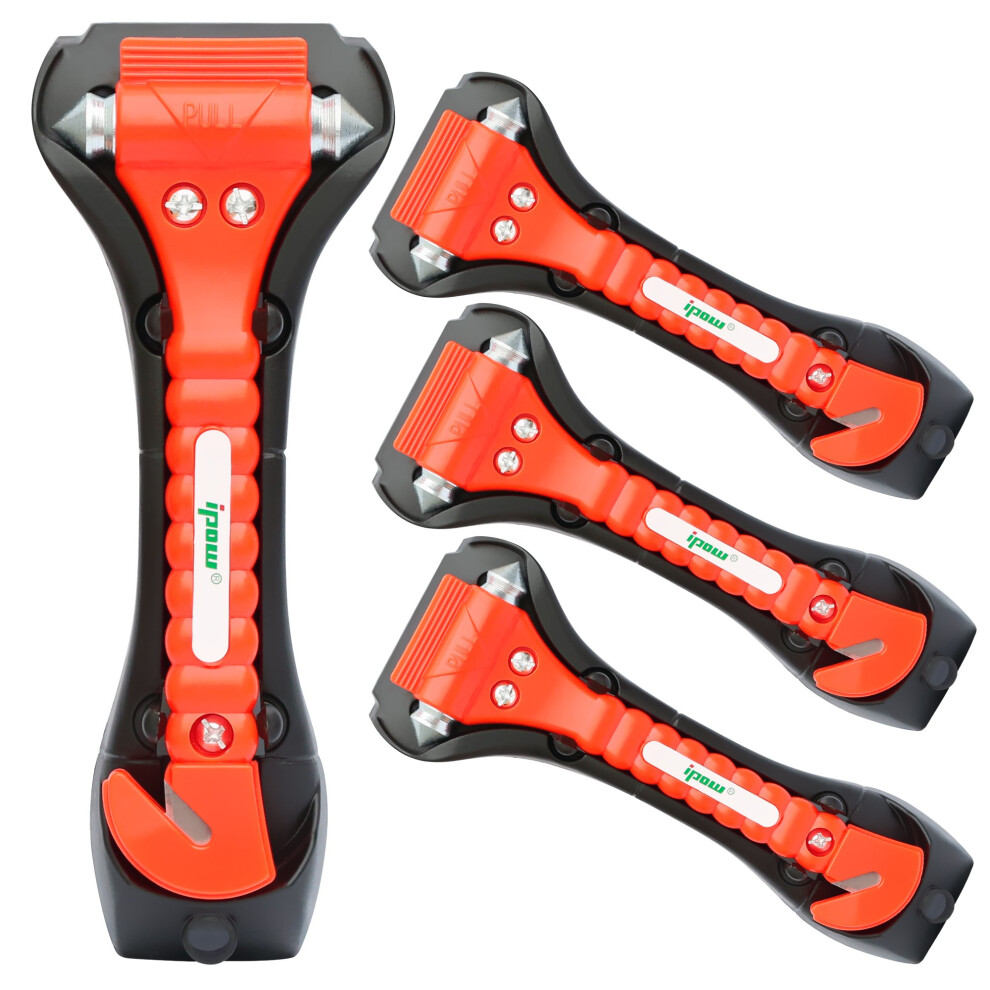 Ipow 4 Pcs Car Safety Antiskid Hammer Seatbelt Cutter Emergency Glass/Window Punch Breaker Auto Rescue Disaster Escape Life-Saving Hammer Tool,Big 5051224099818