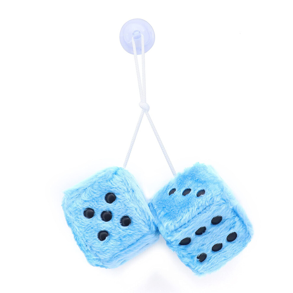 Shawfly Car Dice, 2.36 Inch Pair Of Fluffy Dice Car Accessories Retro Square Fuzzy Dice For Car Mirror Hanging Accessories(Blue) Blue 5051224100118