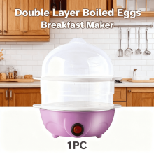 Double Layer Electric Egg Cooker, 14-Egg Capacity, Stainless Steel Tray, for Hard Boiled Eggs & More, Compatible with Family Breakfast