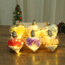 Christmas Heart Ornament – Transparent LED Light with Purple Flowers in Clear Glass Ball, Holiday Tree/Wedding/Home Decor, 2025 Trend