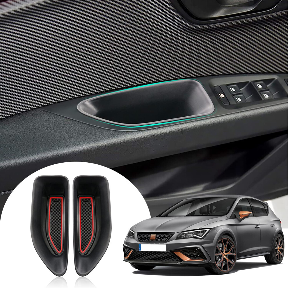 Lfotpp Seat Leon 5F Fr St Mk3 Door Handle Storage Compartment Accessories Car Door Storage Box Container (Red) Red 5051226171895