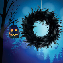 Fankiway Halloween Wreath for Front Door – Black Flower Wall Hanging, Outdoor Festival Decor