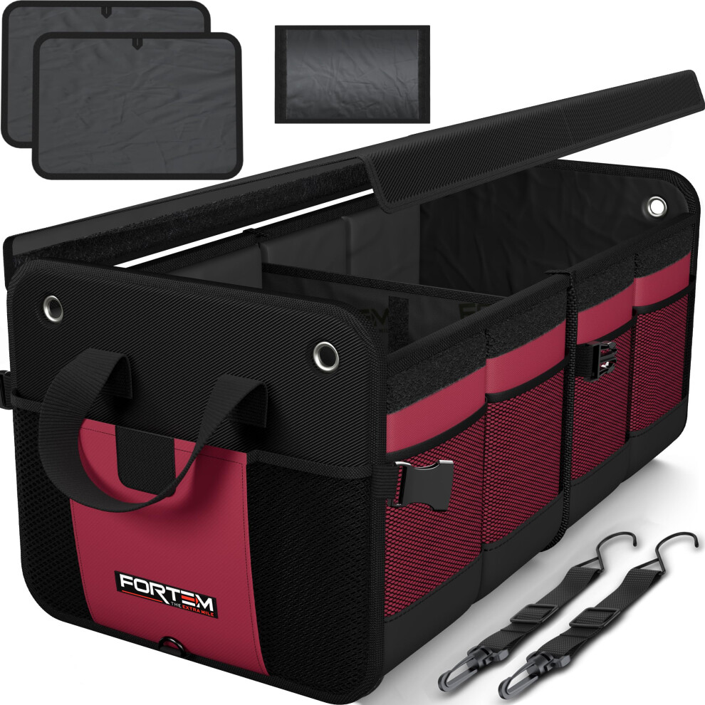 Fortem Car Boot Organiser, Suv Boot Tidy, Trunk Storage, Collapsible Multi Compartment Car Organiser, Non Slip Bottom, Adjustable Securing Straps, 5051226183201