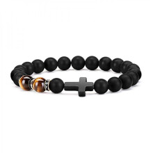Onyx & Tiger Eye Beaded Bracelet for Men & Women – Christian Religious Gift, Anniversary Jewelry for Dad, Husband – Compatible with Faith-Based