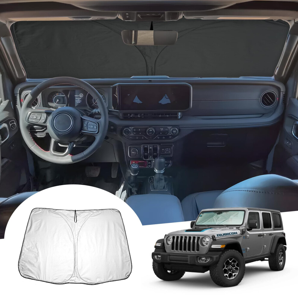 Gafat Compatible With Jeep Wrangler Jl 4Xe 2018-2025 2026 Sunshades Front Window Indoor, Wrangler 2024 Windscreen Parasol Sun Visor Sun Protection, 5051226129018