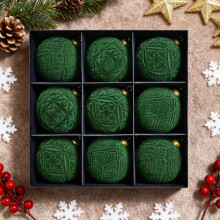 9PCS Velvet Christmas Ornaments Balls, 3.93" Green, for Xmas Tree & Party – Compatible with Standard Tree Hooks