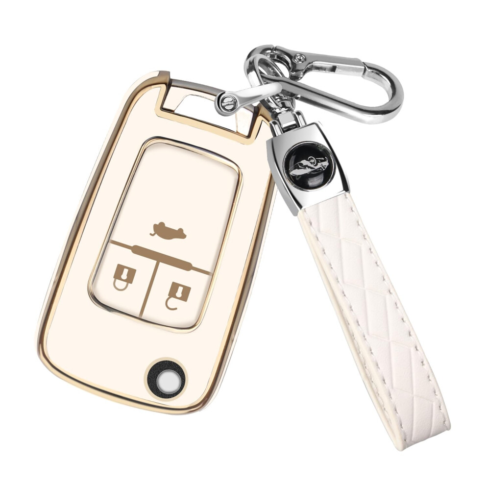 Ft Funtor Car Key Cover For Vauxhall, Tpu Silicone Border Remote Key Protective Cover With Leather Keychain, 3 Buttons Remote Key Fob Cover Gold 5051226205231