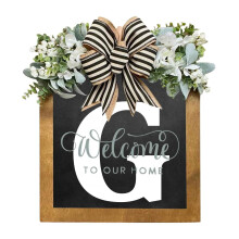 ZHMRFG Last Name Front Door Wreath Hanging Plaque (A-Z) – All-Season Decor for Home, Wedding, Holidays, Housewarming; Compatible with Standard Hooks