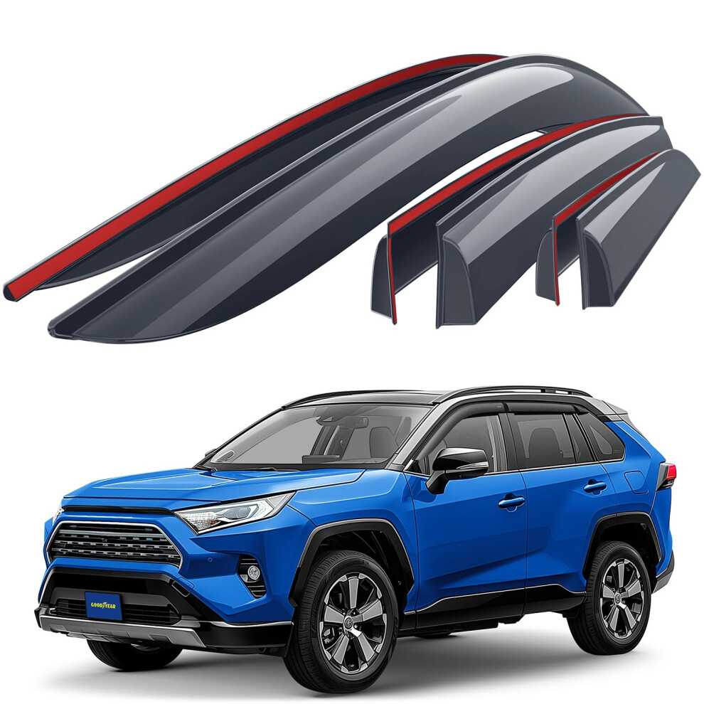 Goodyear Tape-On Car Wind Deflectors For/Compatible With Toyota Rav4 2019-2026 Xa50 (Mk5) - Car Accessories - Rain Deflectors -Let Fresh Air In During 5051224098798