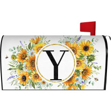 Nyári napraforgó monogramos Y-alakú postaláda-borító, 59x45 cm, mágneses, kompatibilis a hagyományos postaládákkal