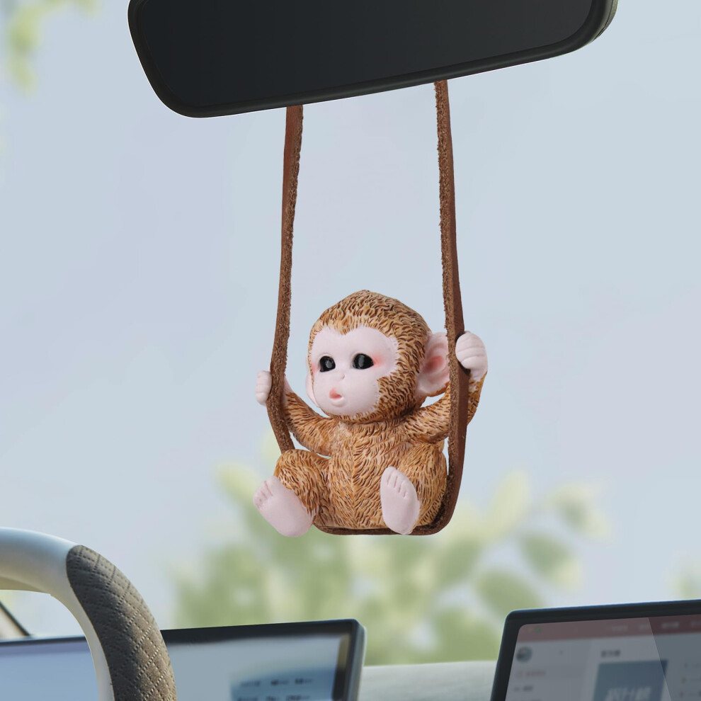 Seninda Monkey Car Hanging Ornament ? Cute Swinging Rearview Mirror Charm, Resin Animal Decoration For Car Interior, Fun Gift For Monkey Lovers 5051226176173