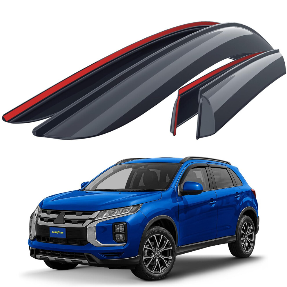 Goodyear Tape-On Car Wind Deflectors For/Compatible With Mitsubishi Asx 2010-2023 Suv - Car Accessories - Rain Deflectors - Let Fresh Air In During 5051226121258