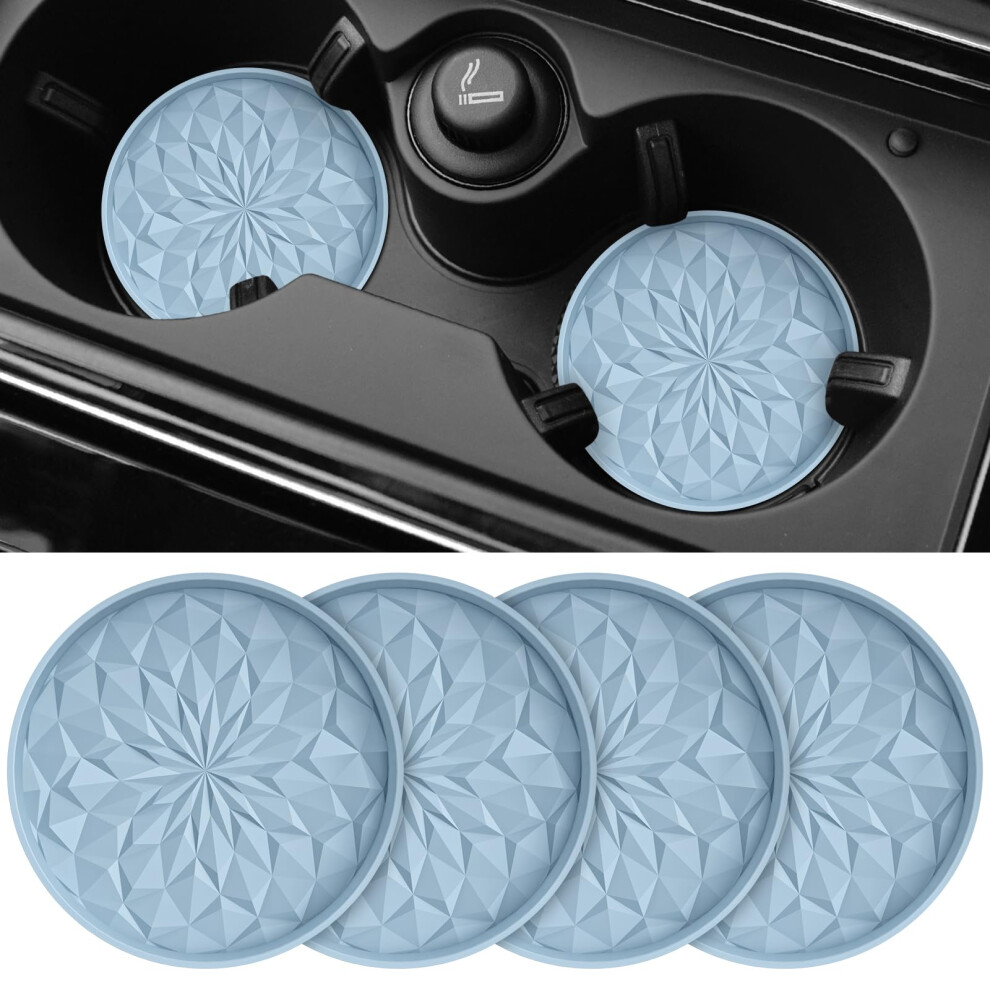 Stlian Car Coasters For Cup Holders [4 Pack] - 2.75In Silicone Auto Mug Mats - Universal Non-Slip Recessed Car Interior Accessories Ether 5051226174445