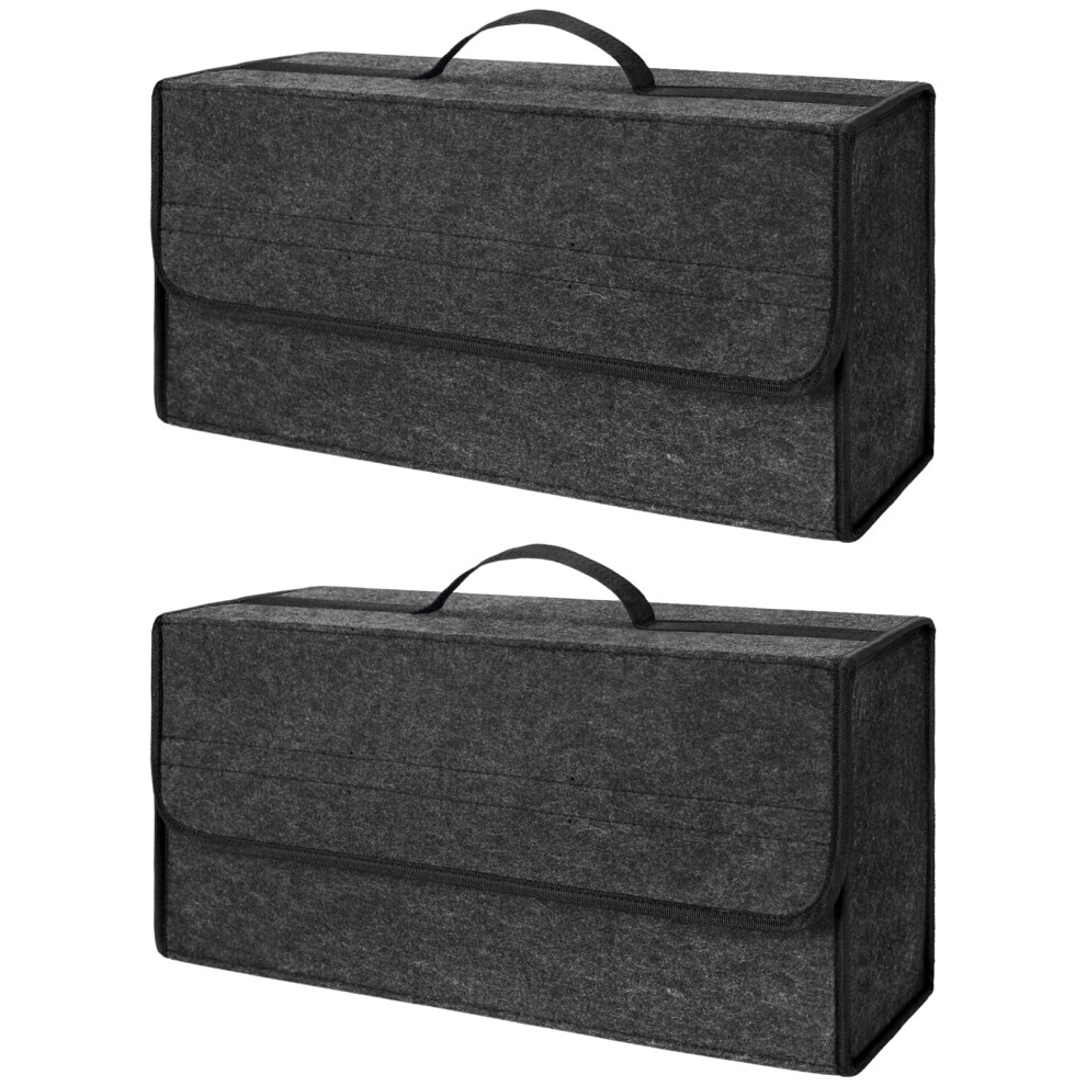 Ezvezs Car Boot Organiser Bag,Foldable Boot Storage Box With Lid, Anti-Slip Car Organiser For Tools Travel Emergency Tidy Van Caravan,Felt Trunk 5051224101146