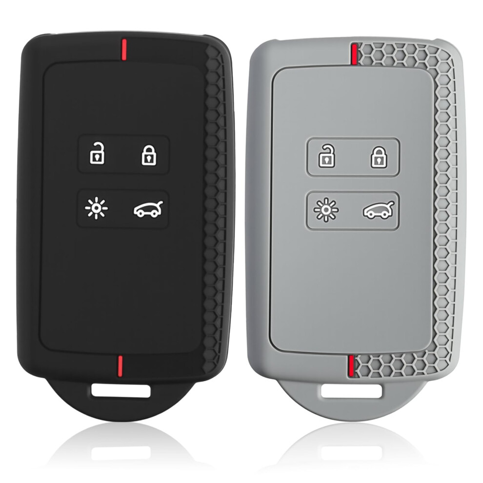 2Pcs Car Key Cover For Dacia Key Card Case For Renault Trafic Captur Clio Arkana Kadjar Kangoo Twingo Talisman Koleos Grand Scenic Megane Zoe Dacia Black/Grey 5051224097111