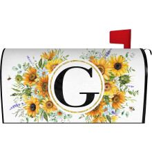 Nyári napraforgó monogramos postaláda-borító, 59x45 cm, mágneses, kompatibilis a hagyományos postaládákkal