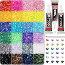 Bedazzling Kit, 1000+ DIY Resin Rhinestones Kit til Bedazzling - Inkluderer B7000Lim, Værktøj og Opbevaring til at Personliggøre Boligindretning,