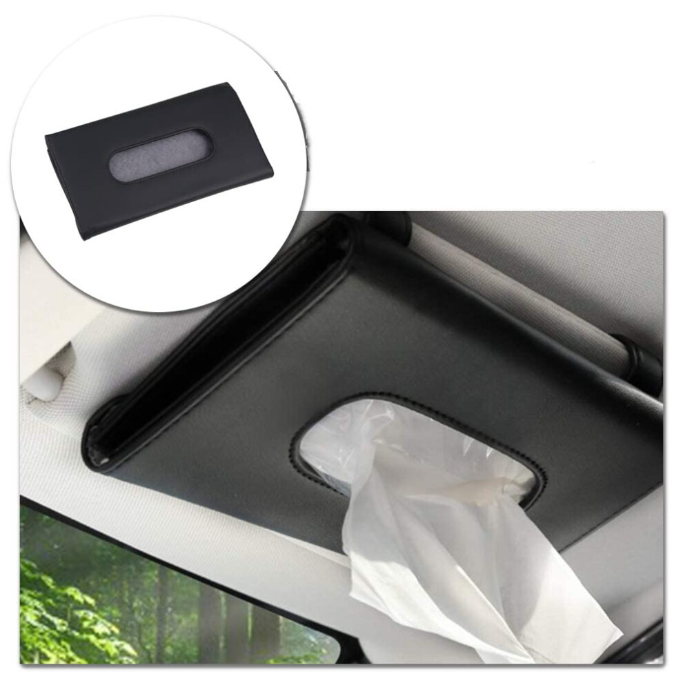 Car Visor Tissue Box Multifunctional Car Tissue Holder Pu Leather Backseat Sun Visor Tissue Holder For Car Accessories (Black) Black 5051224102631