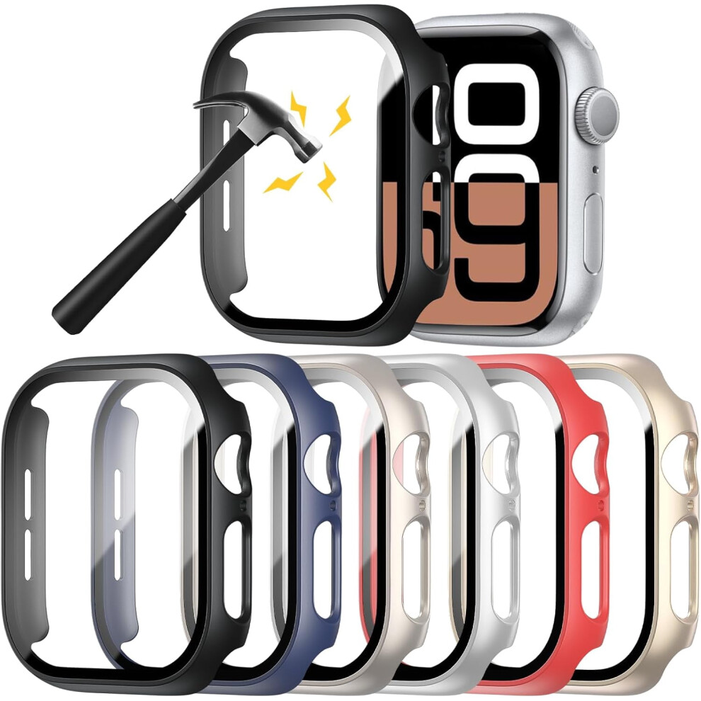Xihama 6-Pack Hard Pc Case Compatible With Apple Watch Series 10 + Tempered Glass Protector 9489952737386