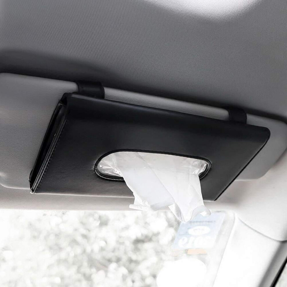 Car Tissue Holder, Pu Leather Car Sun Visor Tissue Holder Car Tissue Face Mask Box Car Napkin Box Holder For Sun Visor Seat Door Black 5051224102419