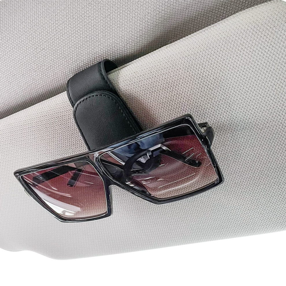 Dacitiery Sunglasses Holder For Car Sun Visor Magnetic Leather Car Visor Sunglass Holder Eyeglass Hanger Clip For Car Universal Car Visor Accessories 5051224103188