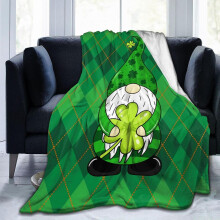 Irish Gnome Throw Blanket Flannel 60x50 Inch Green