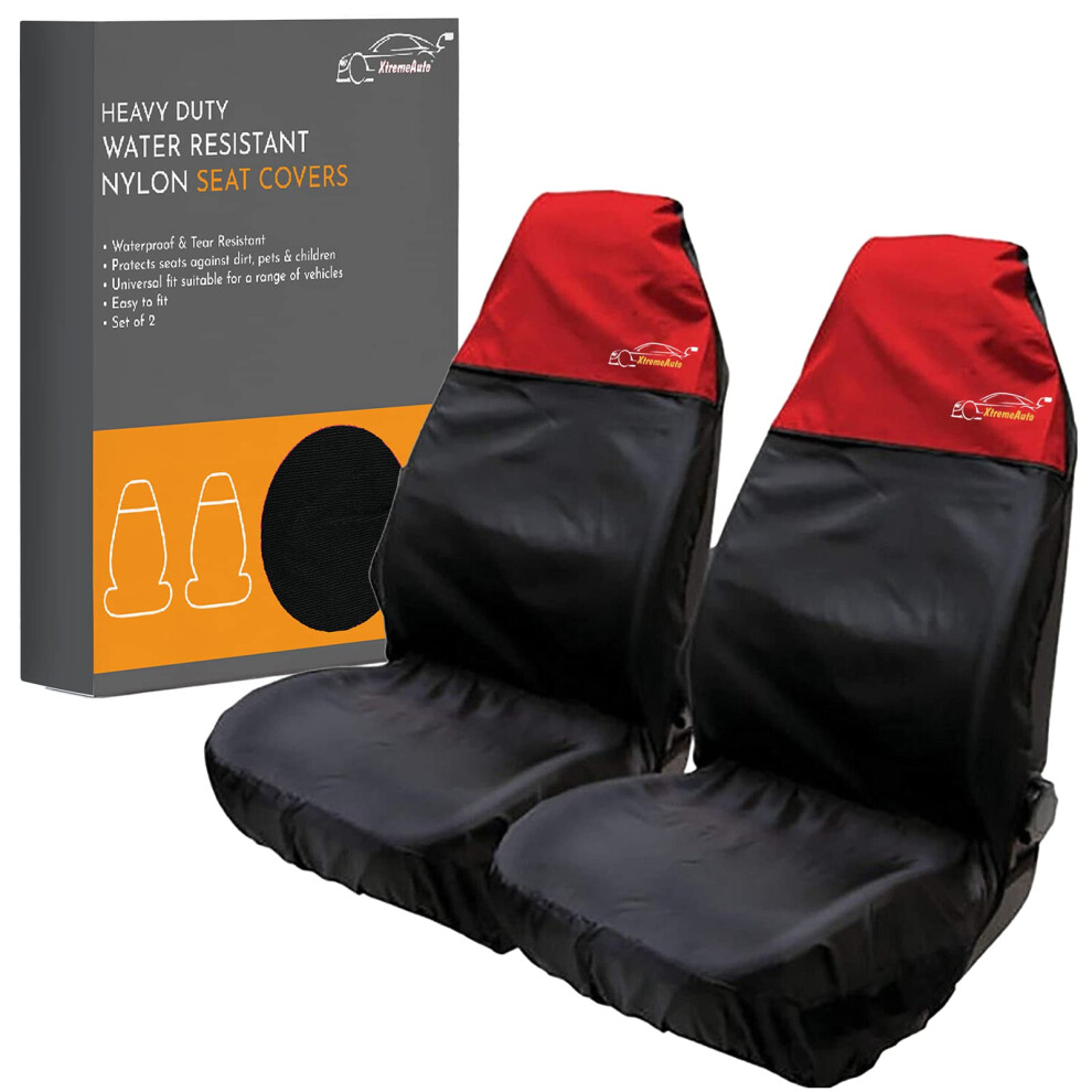 Xtremeauto Car Seat Covers Front Pair - Coloured Top Car Seat Cover Set, Heavy Duty Universal Fitting Set Of 2 Car Seat Protectors, Water Resistant 5051224107018