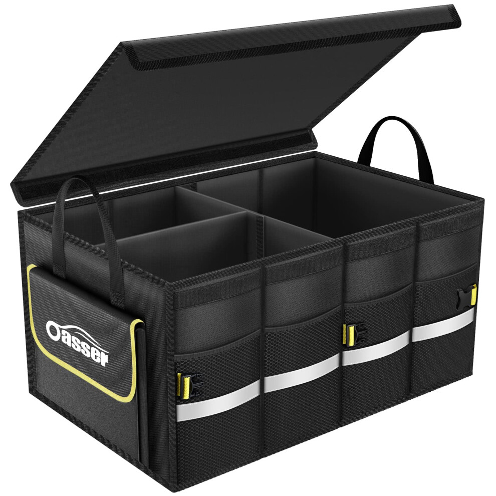Oasser Car Boot Organiser Storage, Collapsible Waterproof Durable Multi Compartments Boot Organisers With Foldable Cover Reflective Strip (E3a) 5051226180644