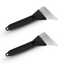 FERRIS 2 Pack Ice Scraper for Car Windscreen & Windows ? Heavy-Duty Snow, Frost & Ice Remover with Non-Slip Soft Grip Handle ? Winter Car Accessories