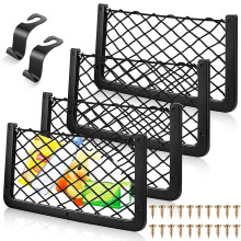 Storage Nets for Campervans, 4Pcs Cargo Net Car Storage Net Campervan Van Storage Solutions with Plastic Frame Elastic Mesh Bag Organizer Pocket (36 *